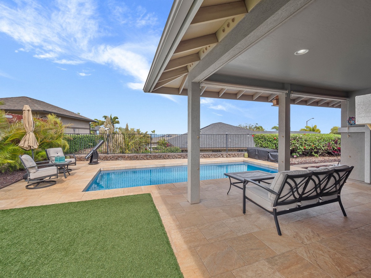 Furnished 2018 single-level home with a private pool in gated Makai Vistas, Waikoloa